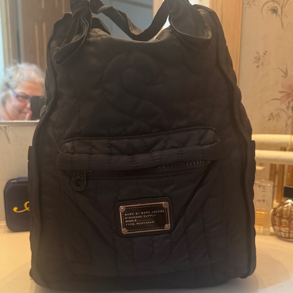 Marc Jacobs Black Quilted Bag with Gold Plate